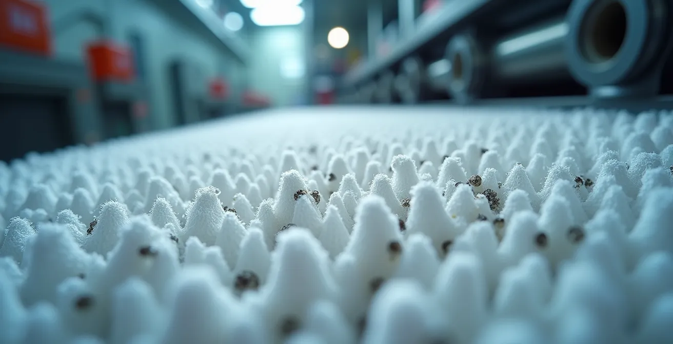 Vue macro d'un filtre HEPA industriel montrant la structure de filtration